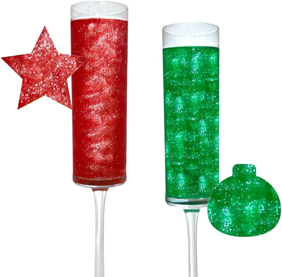 & Green Christmas Drink Glitter for Wine, Beer, Cocktails | Edible Cocktail Glitter | Food Grade, Made in The USA | Cocktail Garnish | Beverage